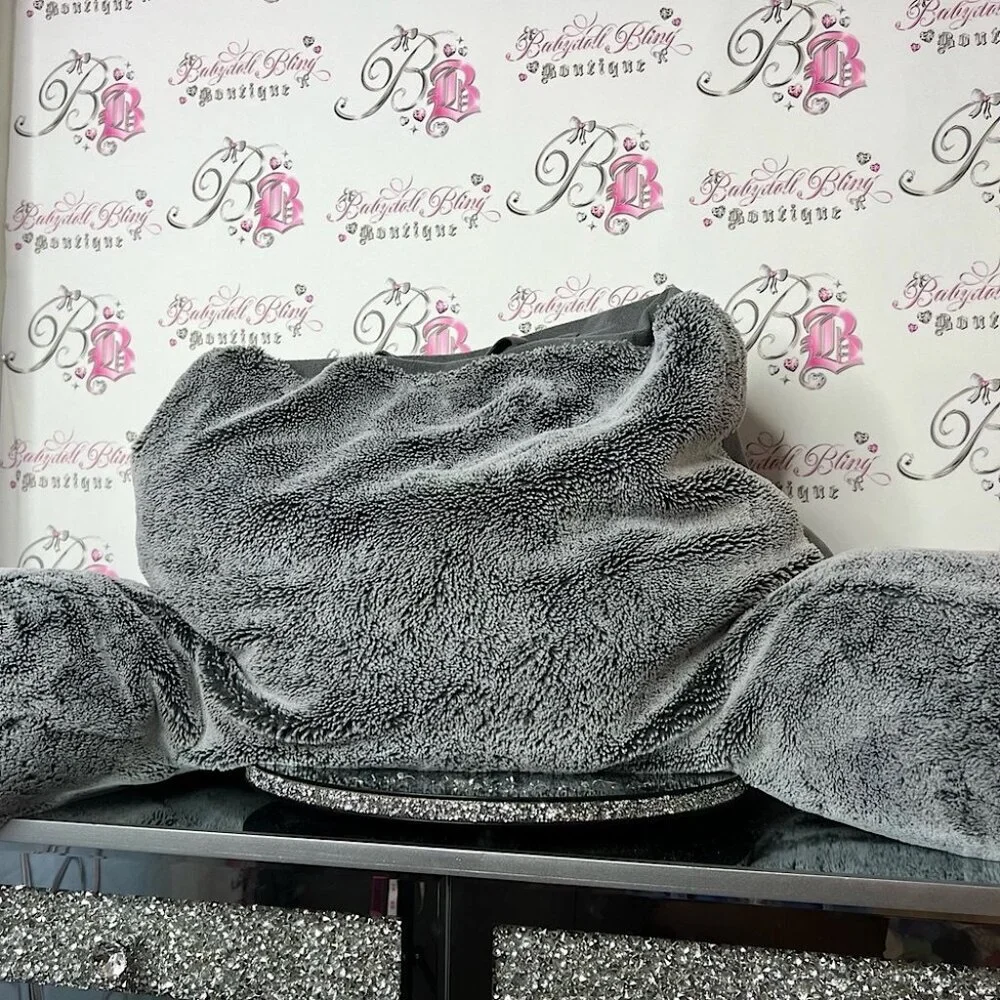 UGG pillow back rest fuzzy rest laying cushion Soft Gray Faux Fur Accessory